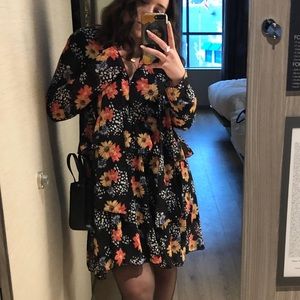 ASOS FLORAL DRESS WITH PUSSY BOW